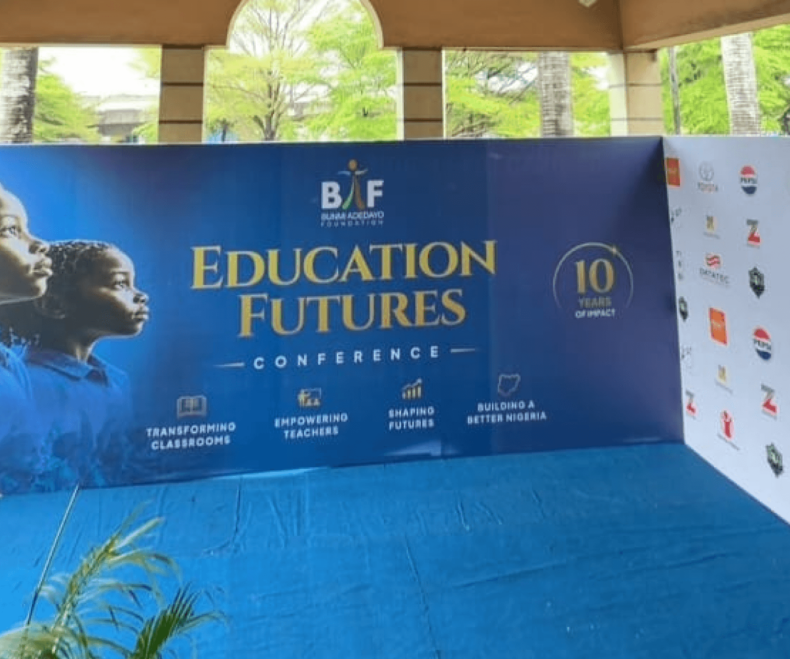 Education Futures Conference banner wall in the event hall