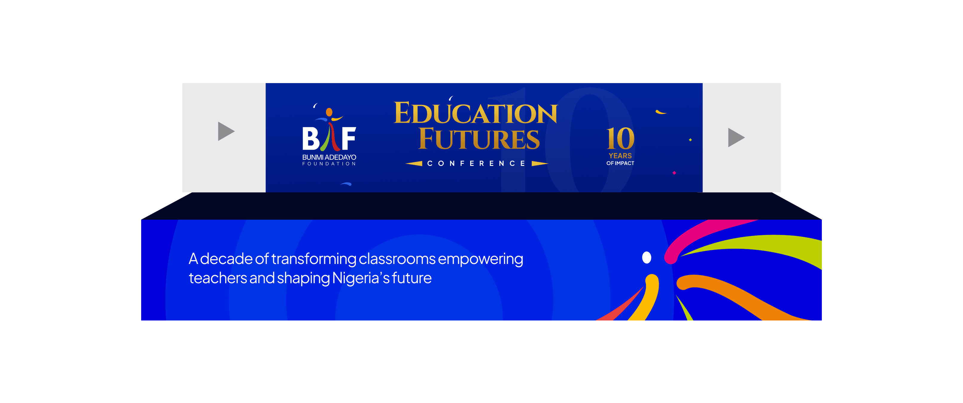 BAF stage and banner mockup for the Education Futures Conference