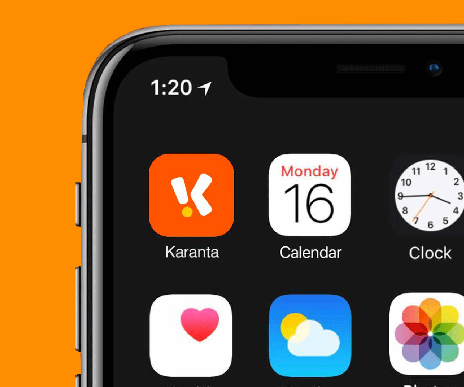 iPhone home screen with the Karanta Kids app