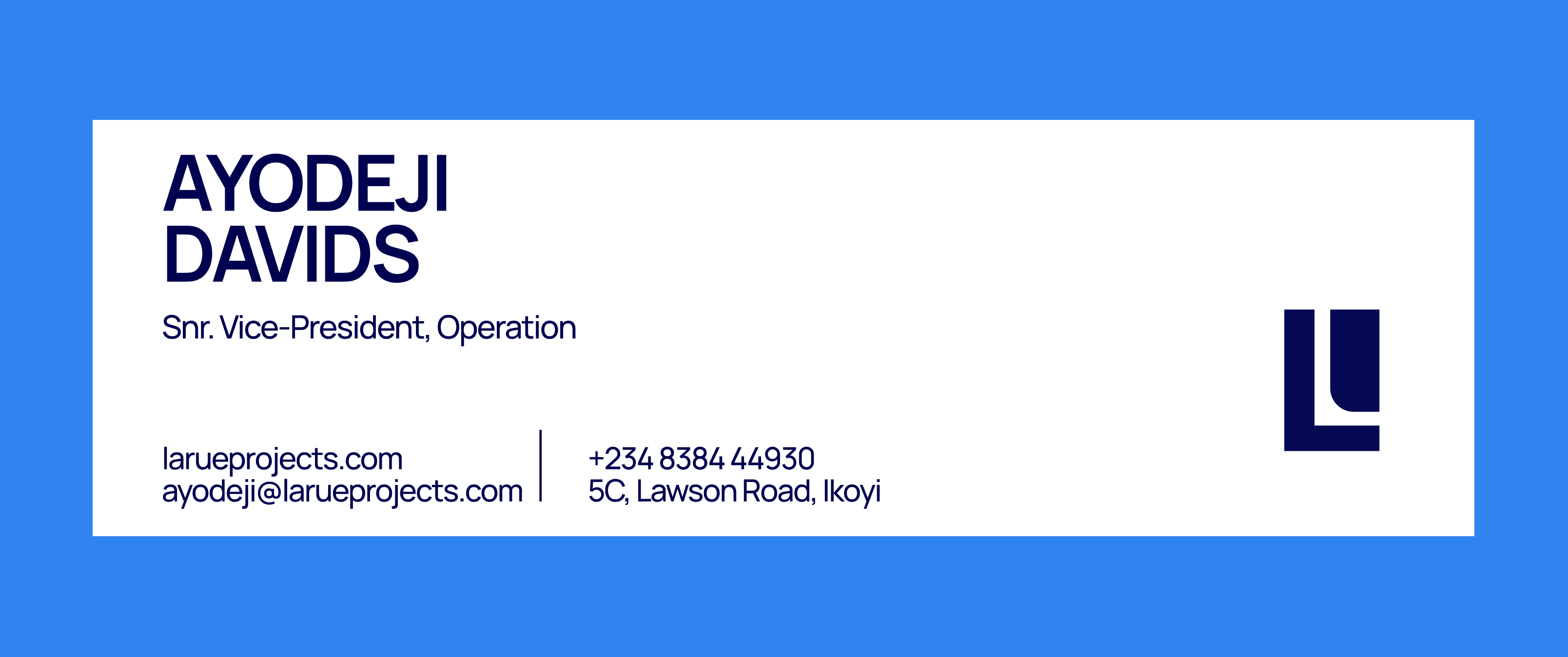 Larue Projects email signature and business card